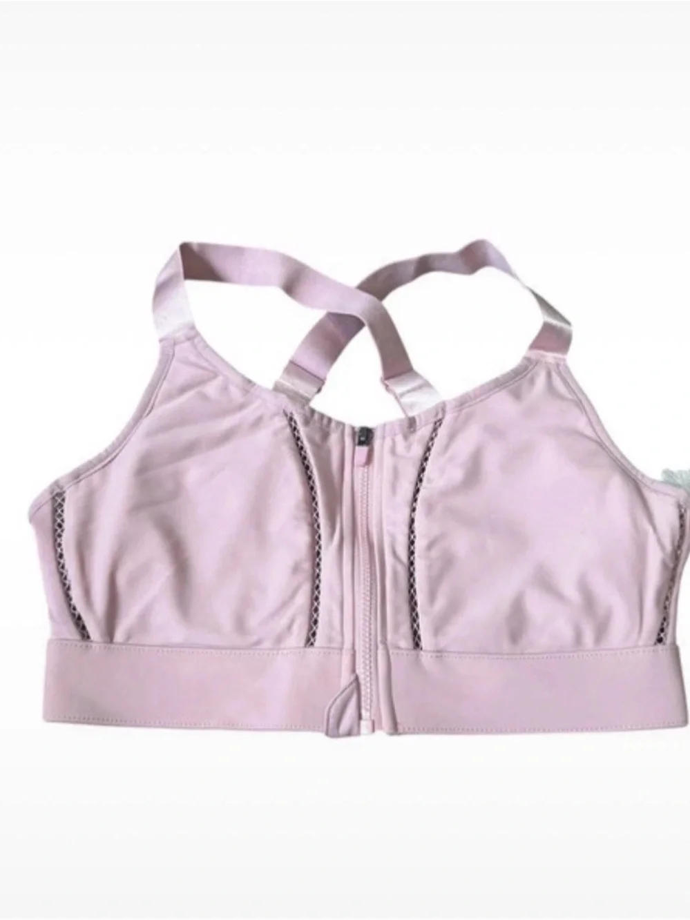 Fabletics Light Pink Front-Zip Sports Bra